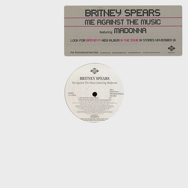 Britney Spears Featuring Madonna : Me Against The Music (12", Promo)