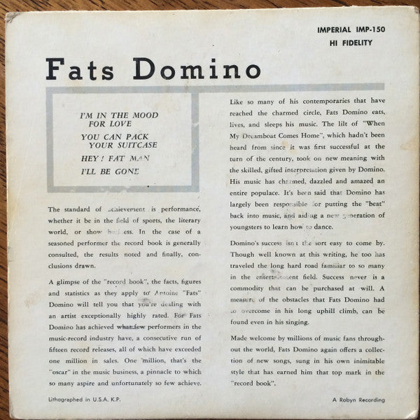 Fats Domino : Here Stands Fats Domino (7", EP)