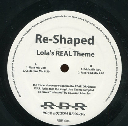 Shapeshifters : Reshaped - Lola's Real Theme (12", Unofficial)