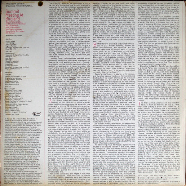 Charlie Parker : Summit Meeting At Birdland (LP, Album, Mono)