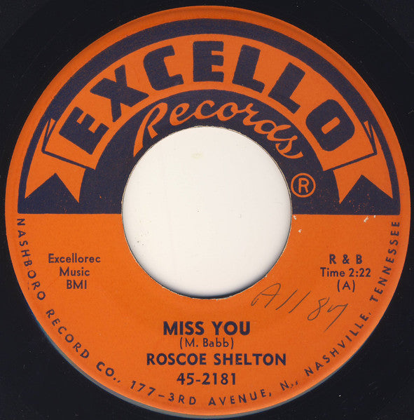 Roscoe Shelton : Miss You So / Let Me Believe In You (7")