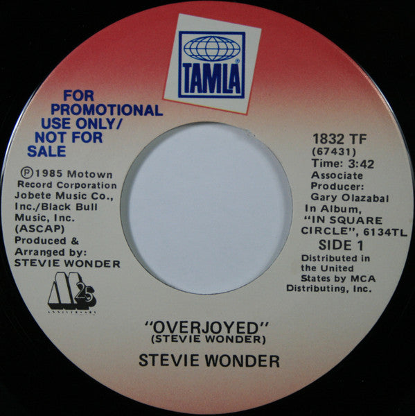 Stevie Wonder : Overjoyed (7", Promo)