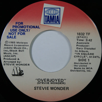 Stevie Wonder : Overjoyed (7", Promo)