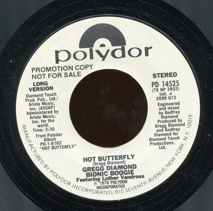 Gregg Diamond, Bionic Boogie Featuring Luther Vandross : Hot Butterfly (7", Single, Promo, Styrene)