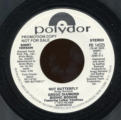 Gregg Diamond, Bionic Boogie Featuring Luther Vandross : Hot Butterfly (7", Single, Promo, Styrene)