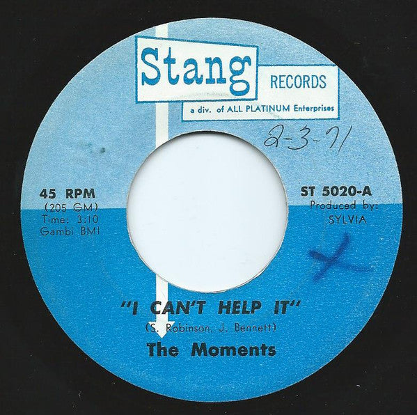 The Moments : I Can't Help It (7", S/Sided)