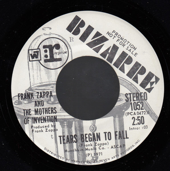 Frank Zappa And The Mothers : Tears Began To Fall (7", Single, Mono, Promo)