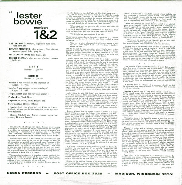 Lester Bowie : Numbers 1&2 (LP, Album, RE)