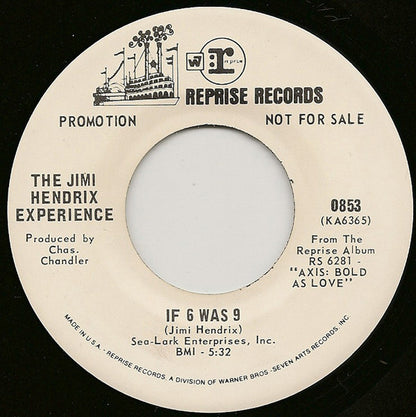 The Jimi Hendrix Experience : Stone Free / If 6 Was 9 (7", Single, Mono, Promo, San)