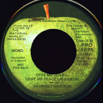 George Harrison : Give Me Love (Give Me Peace On Earth) (7", Single, Mono, Promo)