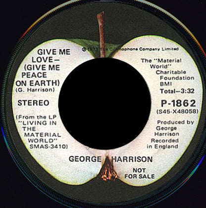 George Harrison : Give Me Love (Give Me Peace On Earth) (7", Single, Mono, Promo)