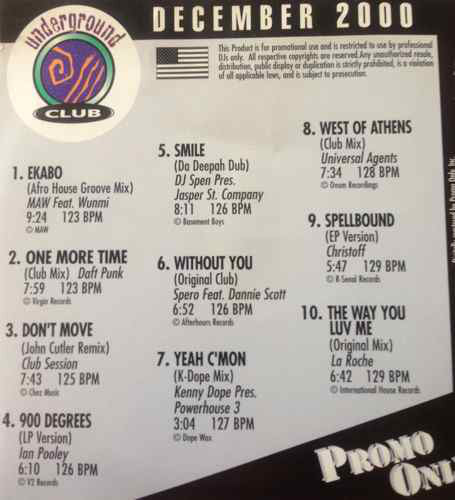 Various : Promo Only Underground Club: December 2000 (CD, Comp, Promo)