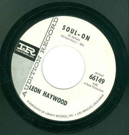 Leon Haywood : 1-2-3 / Soul On (7", Single, Promo, Styrene)