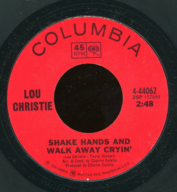 Lou Christie : Shake Hands & Walk Away Cryin' / Escape (7", Single, Styrene)