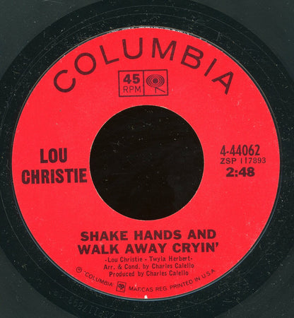 Lou Christie : Shake Hands & Walk Away Cryin' / Escape (7", Single, Styrene)