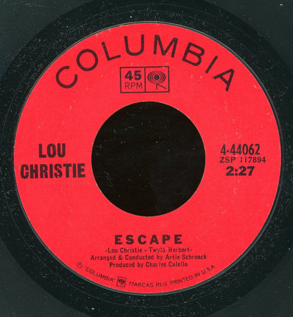 Lou Christie : Shake Hands & Walk Away Cryin' / Escape (7", Single, Styrene)