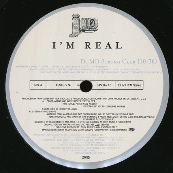 Jennifer Lopez : I'm Real (12", Promo)