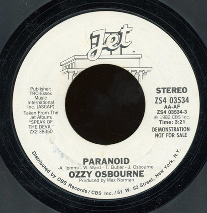 Ozzy Osbourne : Paranoid (7", Single, Promo, Styrene)