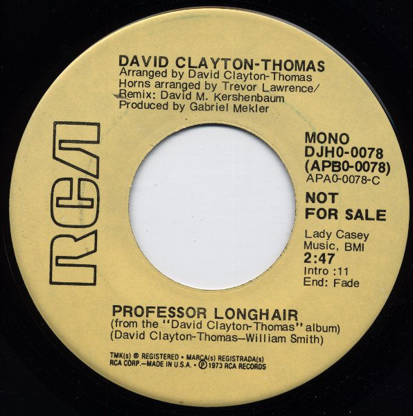 David Clayton-Thomas : Professor Longhair (7", Single, Promo)