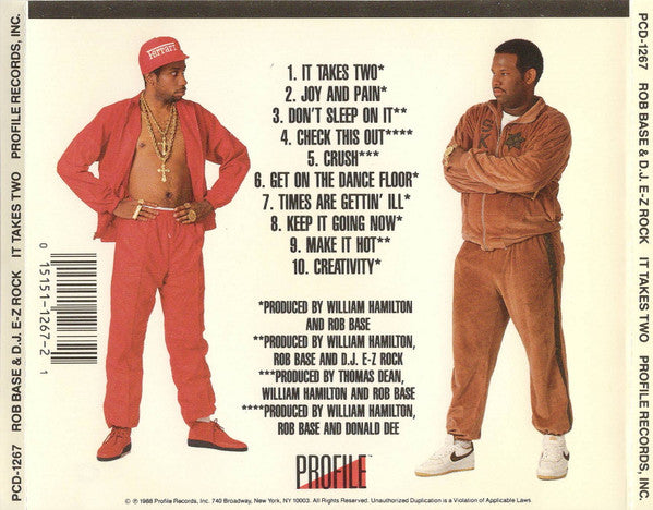 Rob Base & DJ E-Z Rock : It Takes Two (CD, Album)