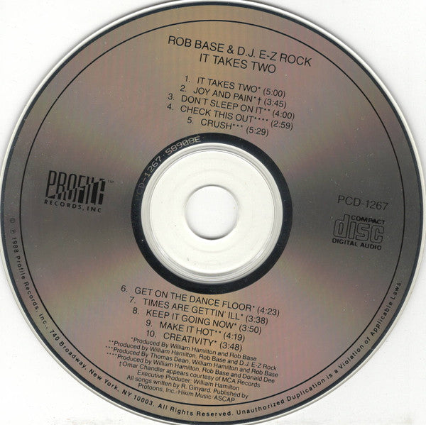 Rob Base & DJ E-Z Rock : It Takes Two (CD, Album)