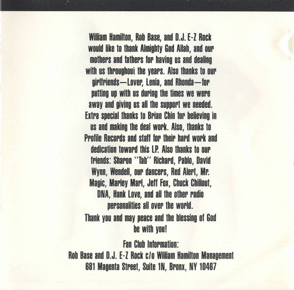 Rob Base & DJ E-Z Rock : It Takes Two (CD, Album)