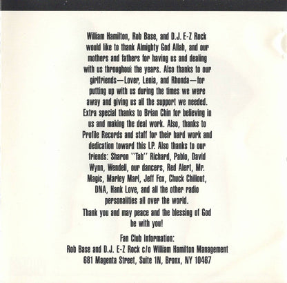 Rob Base & DJ E-Z Rock : It Takes Two (CD, Album)