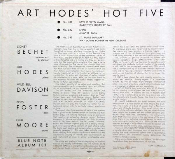 Art Hodes' Hot Five : Hot Jazz At Blue Note (3xShellac, 10", Album)