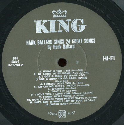 Hank Ballard & The Midnighters : Hank Ballard Sings 24 Great Songs (LP)