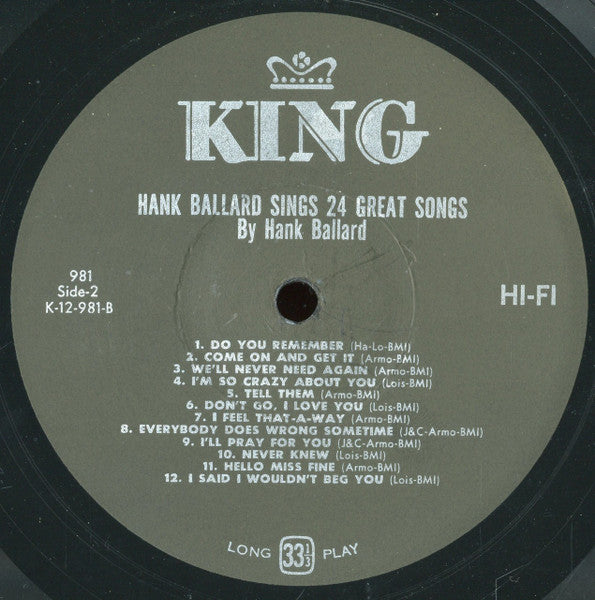 Hank Ballard & The Midnighters : Hank Ballard Sings 24 Great Songs (LP)