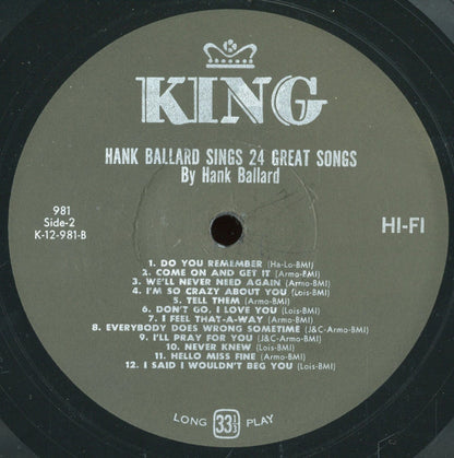 Hank Ballard & The Midnighters : Hank Ballard Sings 24 Great Songs (LP)