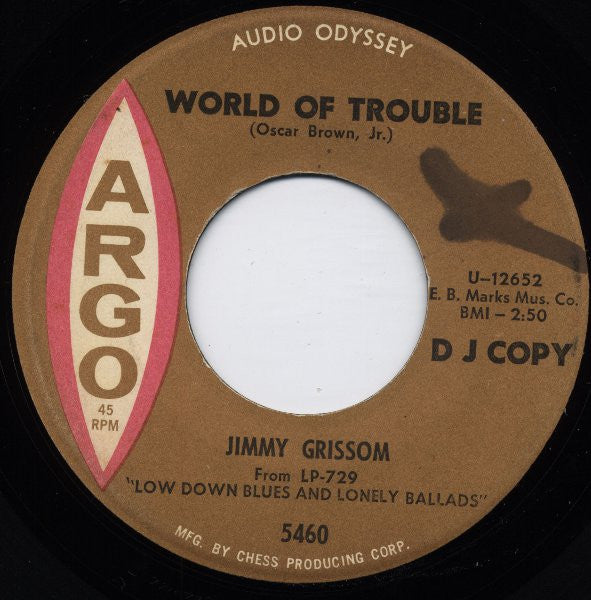 Jimmy Grissom : Mean And Evil Woman Blues / World Of Trouble (7", Promo)