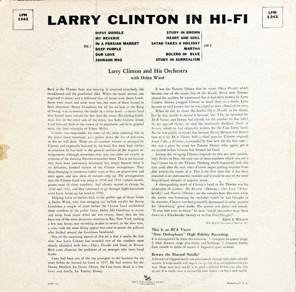 Larry Clinton And His Orchestra With Helen Ward : Larry Clinton In Hi Fi (LP, Album)