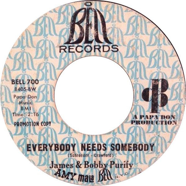 James & Bobby Purify : Do Unto Me / Everybody Needs Somebody (7", Single, Promo, Styrene)