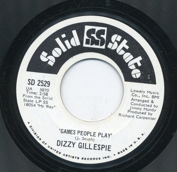 Dizzy Gillespie : Medley - Aquarius / Let The Sunshine In (7", Single, Promo, Styrene)