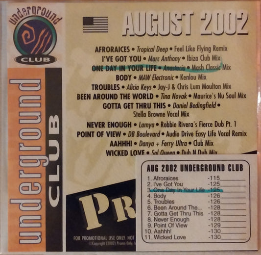 Various : Promo Only Underground Club: August 2002 (CD, Comp, Promo)