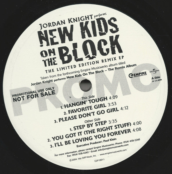 Jordan Knight : Jordan Knight Performs New Kids On The Block (The Limited Edition Remix EP) (12", Promo)