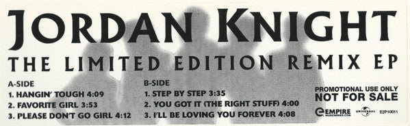 Jordan Knight : Jordan Knight Performs New Kids On The Block (The Limited Edition Remix EP) (12", Promo)