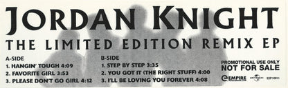 Jordan Knight : Jordan Knight Performs New Kids On The Block (The Limited Edition Remix EP) (12", Promo)