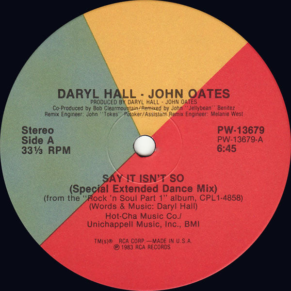 Daryl Hall & John Oates : Say It Isn't So (12", Single)