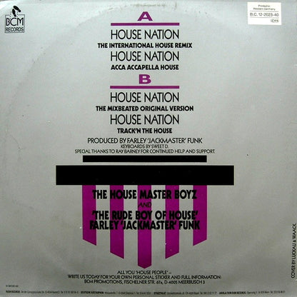 The Housemaster Boyz And The Rude Boy Of House : House Nation (12")