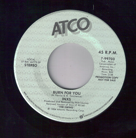 INXS : Burn For You (7", Promo, SP)