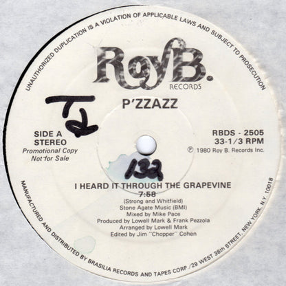P'zzazz : I Heard It Through The Grapevine / You Taught Me To Dance (12", Promo)