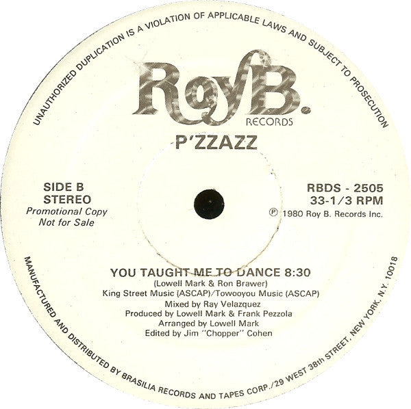 P'zzazz : I Heard It Through The Grapevine / You Taught Me To Dance (12", Promo)