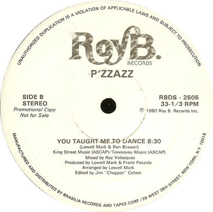 P'zzazz : I Heard It Through The Grapevine / You Taught Me To Dance (12", Promo)