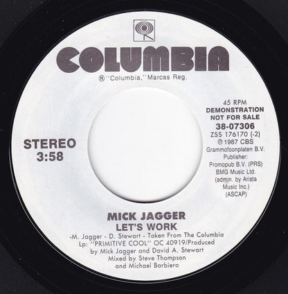 Mick Jagger : Let's Work (7", Promo)