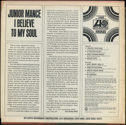 Junior Mance : I Believe To My Soul (LP, Album, Mono)