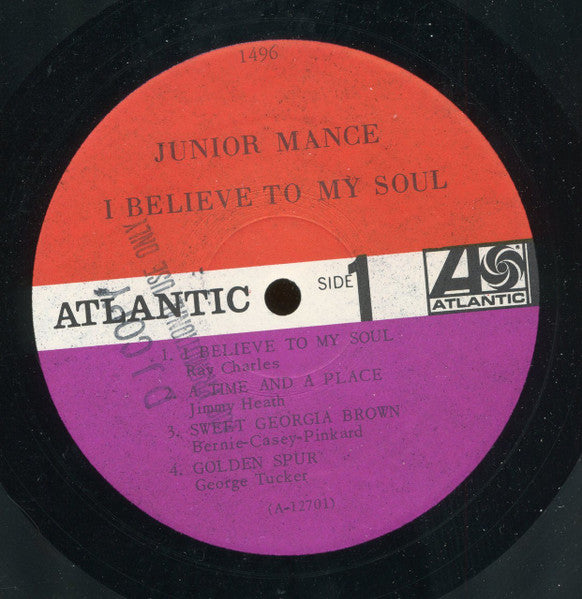 Junior Mance : I Believe To My Soul (LP, Album, Mono)