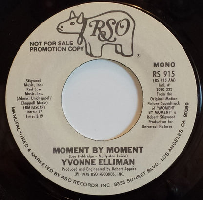Yvonne Elliman : Moment By Moment (7", Single, Promo, Styrene)