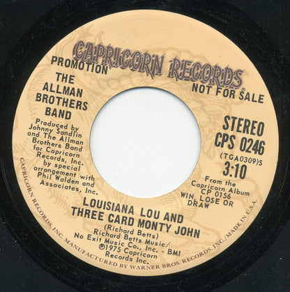 The Allman Brothers Band : Louisiana Lou And Three Card Monty John (7", Mono, Promo)